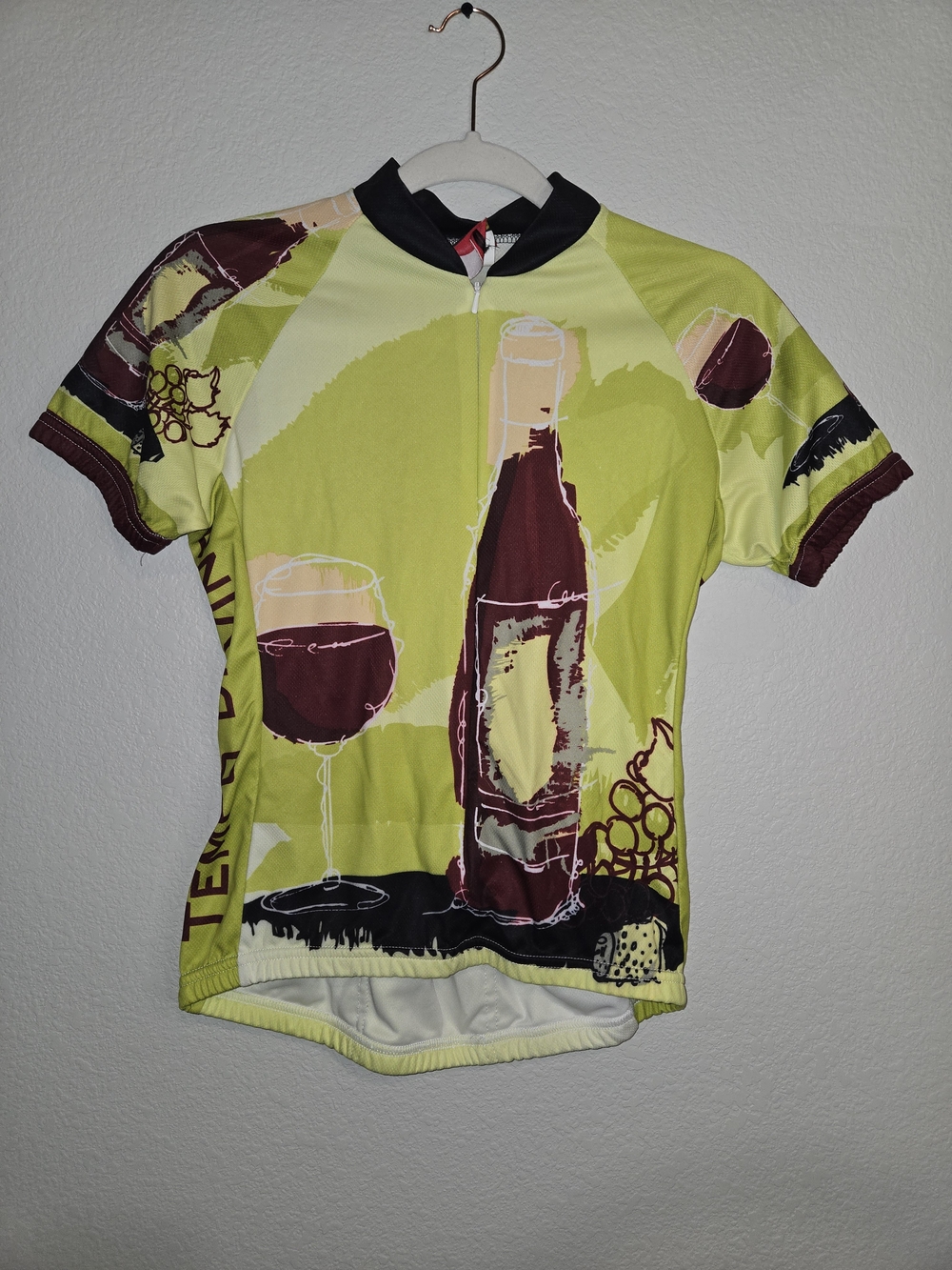 World Jerseys Women's S Di Vino Cycling Jersey Full Zip Pockets Wine Graphic